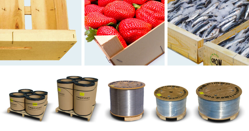 Grey and galvanized wire for stapling wooden containers
