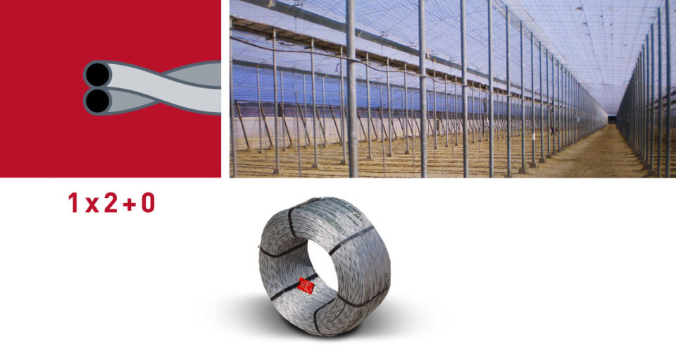Galvanized 2-wire right-hand braid for greenhouses