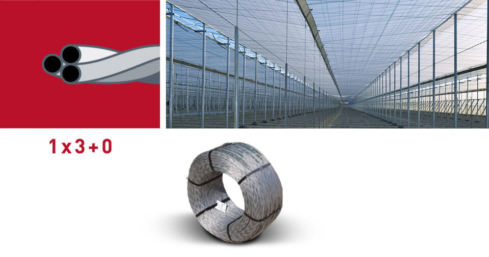 3-wire galvanized left-handed braid for greenhouses