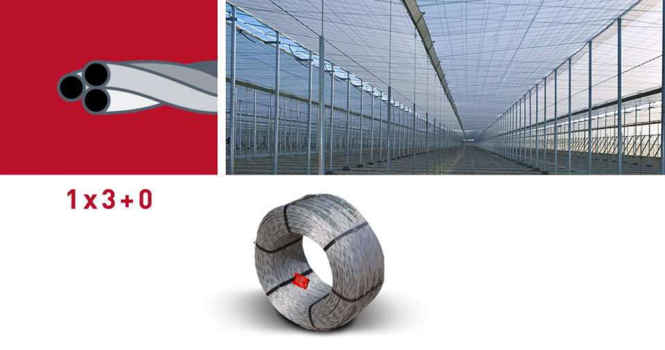3-wire galvanized right-hand braid for greenhouses